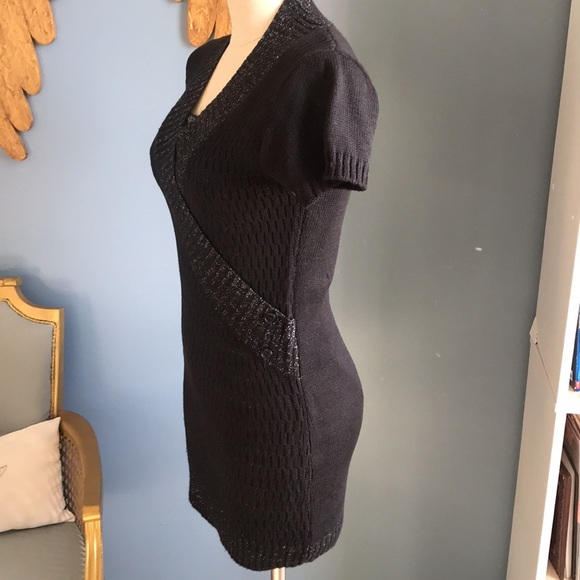 Set of 2 knit sweater bodycon mini dresses red & black short sleeves pull over S - Picture 11 of 16